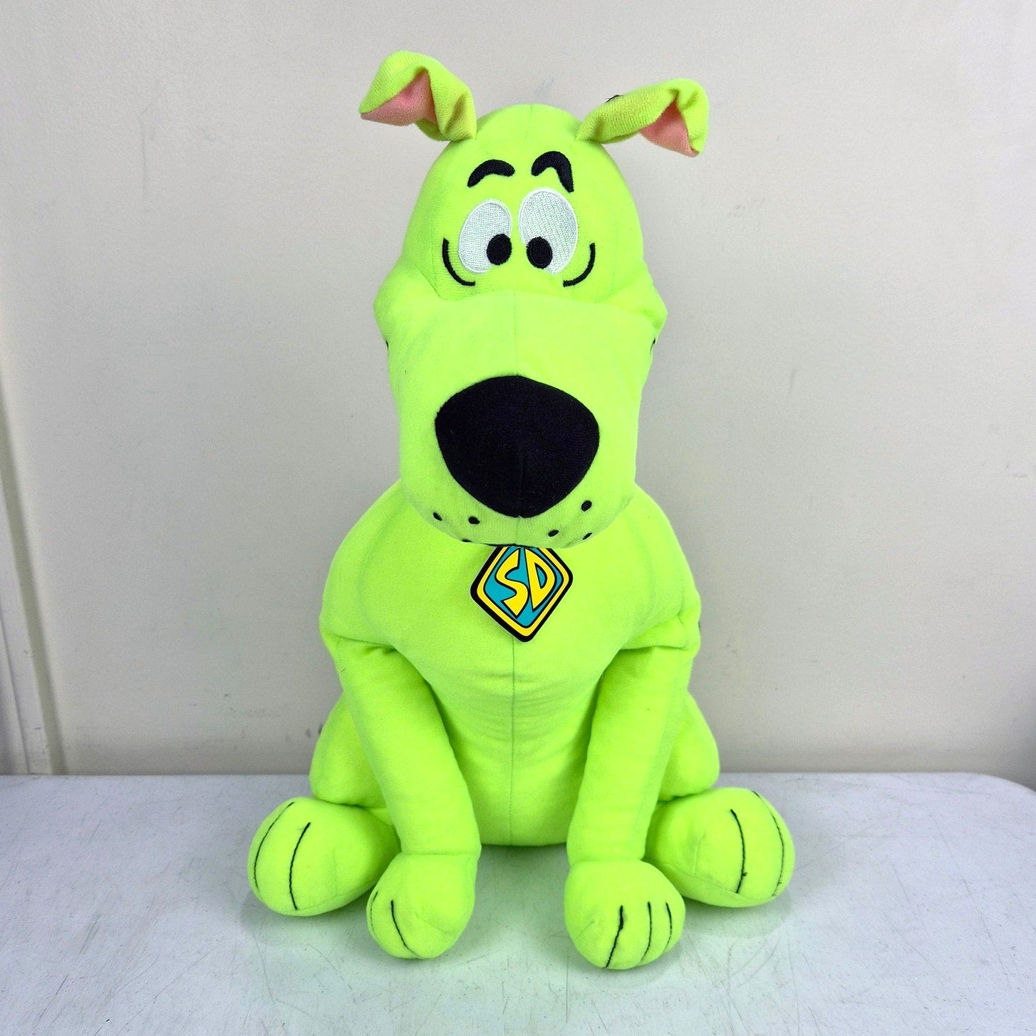 Scooby Doo Fluorescent 19 Inch Plush Toy Factory Neon Green 2021 Cardboard Tag