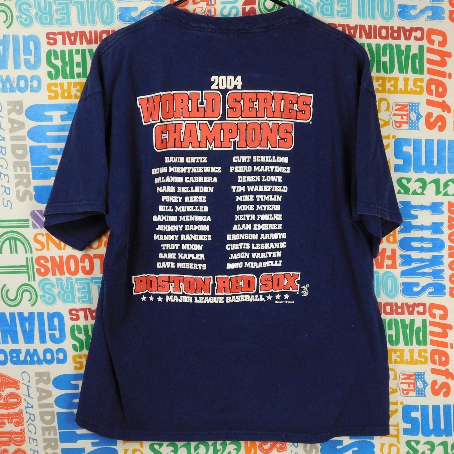 2004 Boston Red Sox World Series Champs Roster T Shirt - Size L