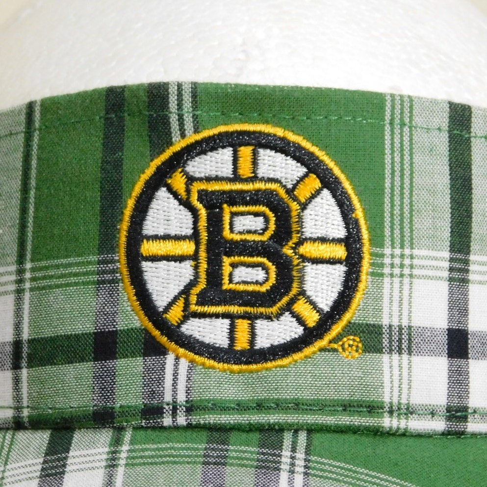 Boston Bruins Green Plaid Golf Visor Hat - Adjustable