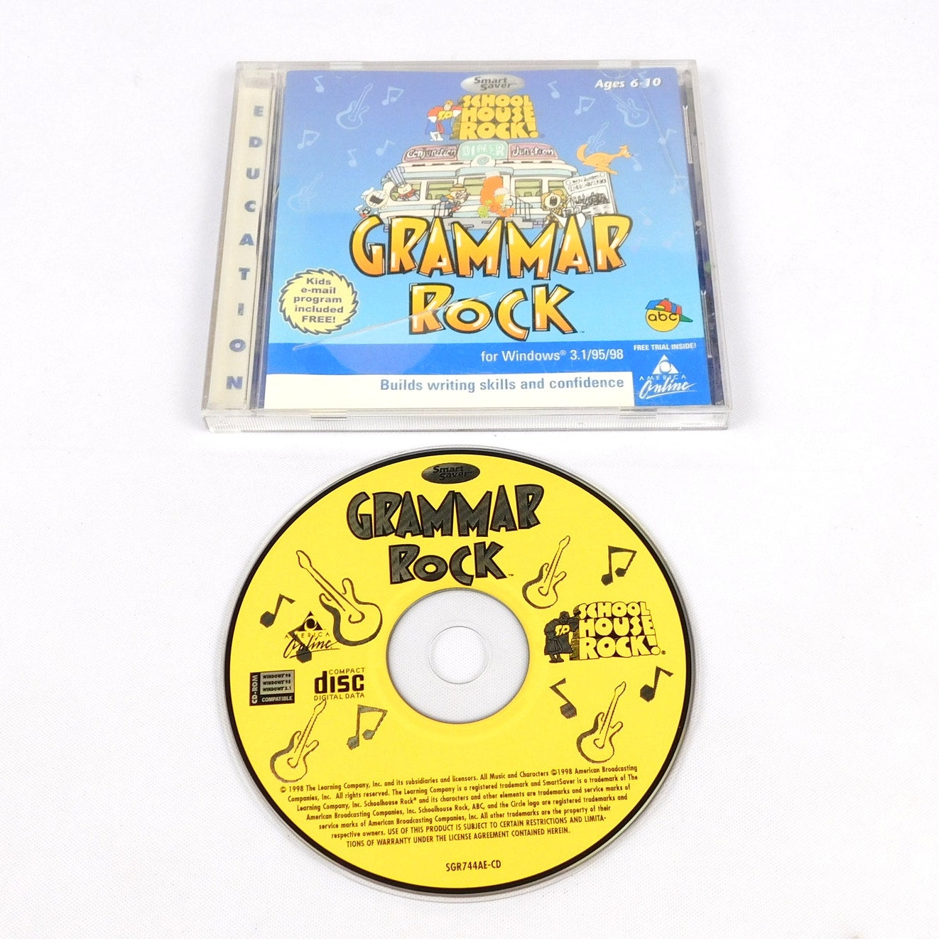 School House Rock Grammar Rock PC CD ROM Tested Smart Saver 1998 Jewel Case
