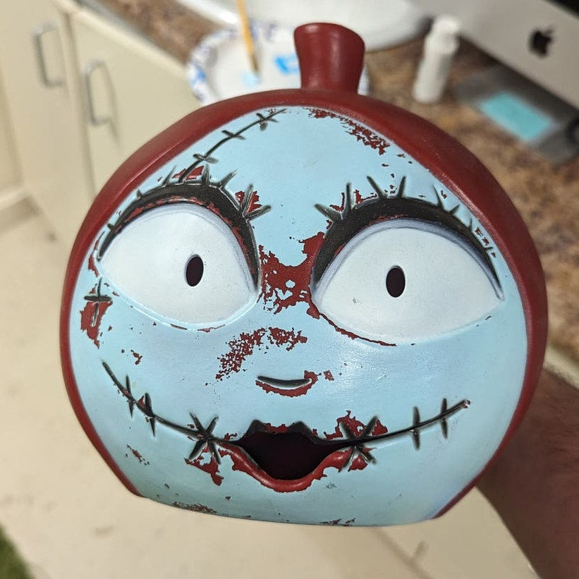 Nightmare Before Christmas Sally Light Up Blow Mold Pumpkin Head Hand Repainted