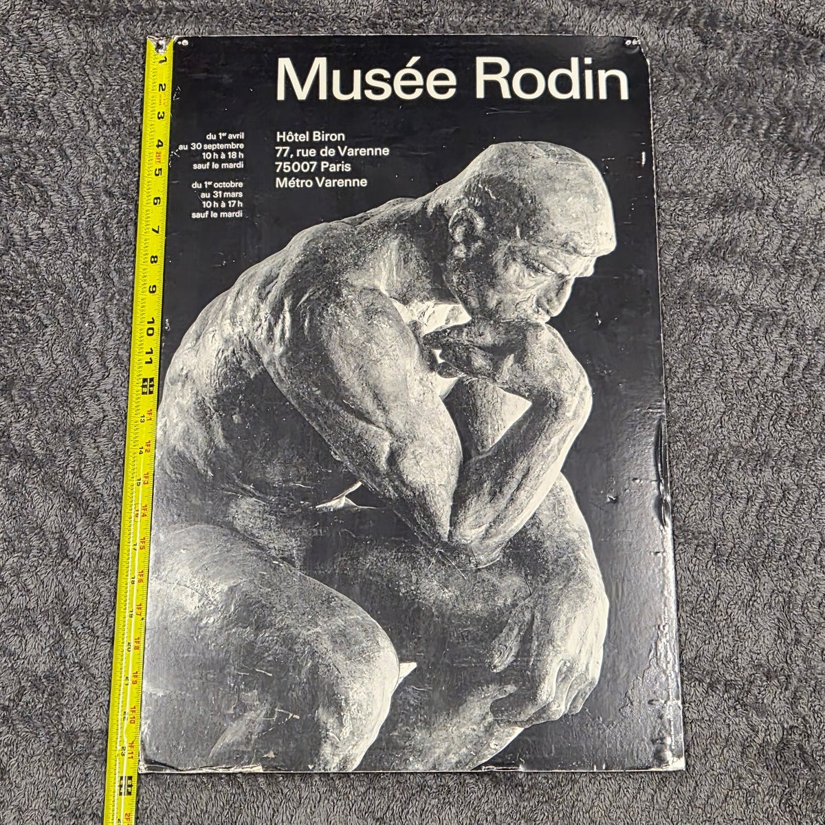 Vintage Musee Rodin Le Penseur The Thinker Paris Museum Rigid Foam Poster 16x24