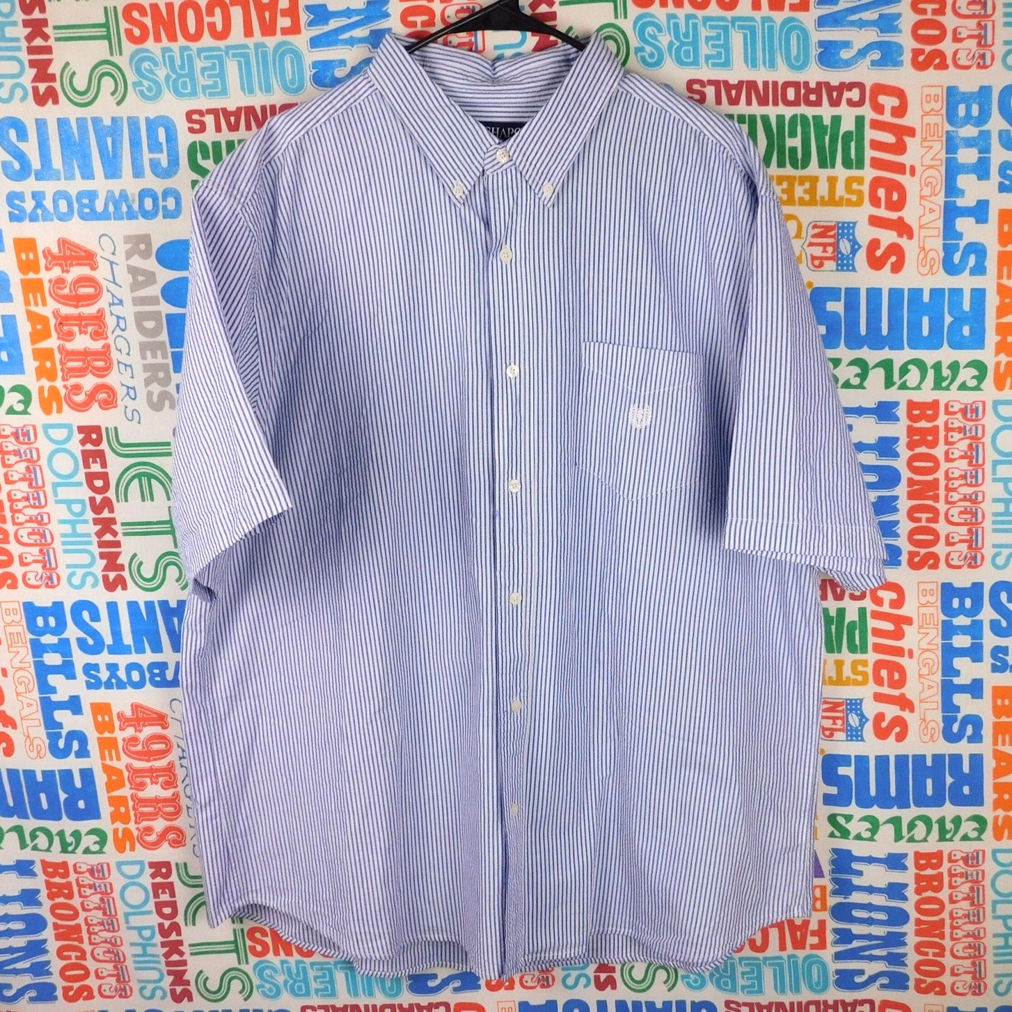 Chaps Seersucker Short Sleeve Button Down Shirt - Size 2XL