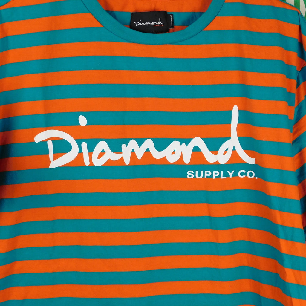 Diamond Supply Co Striped T Shirt - Miami Dolphins Colorway - Size XL