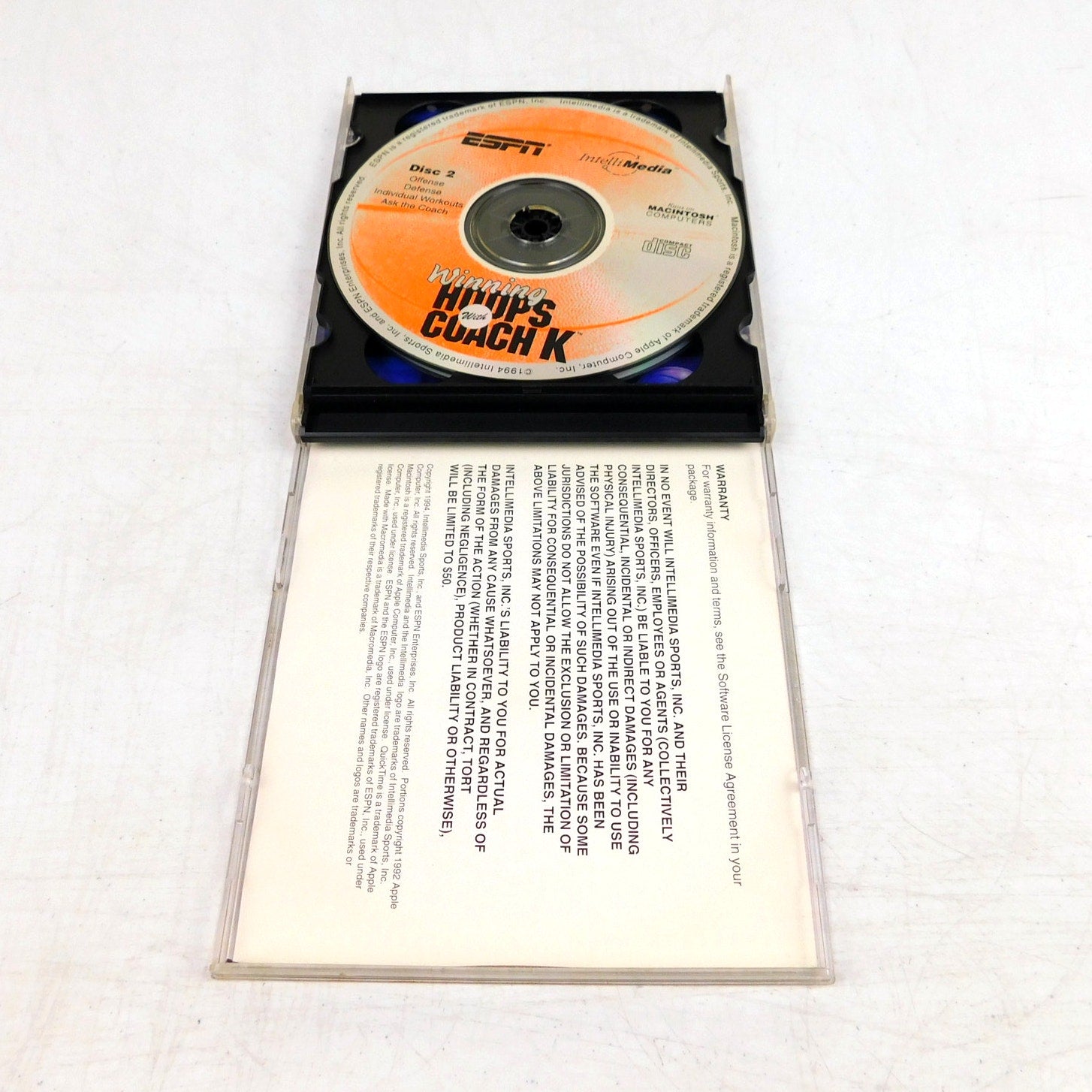ESPN Winning Hoops With Coach K PC CD ROM Tested 1994 Intellimedia 2 Disc