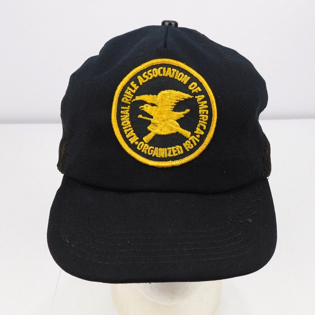 Vintage NRA National Rifle Association Mesh Trucker Snapback Hat Black USA Made