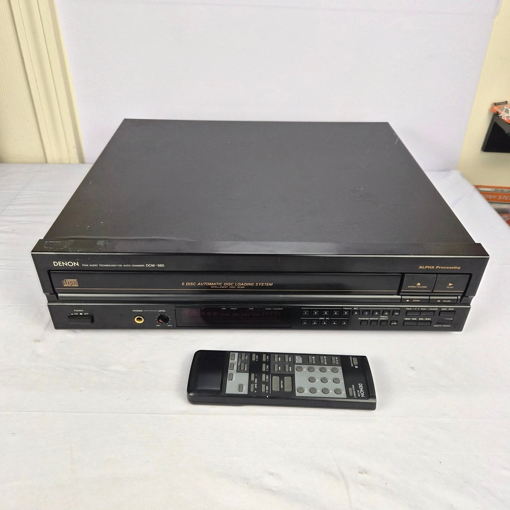 Denon DCM-560 CD Player 5 Disc Carousel Tested Serviced With Remote 1994