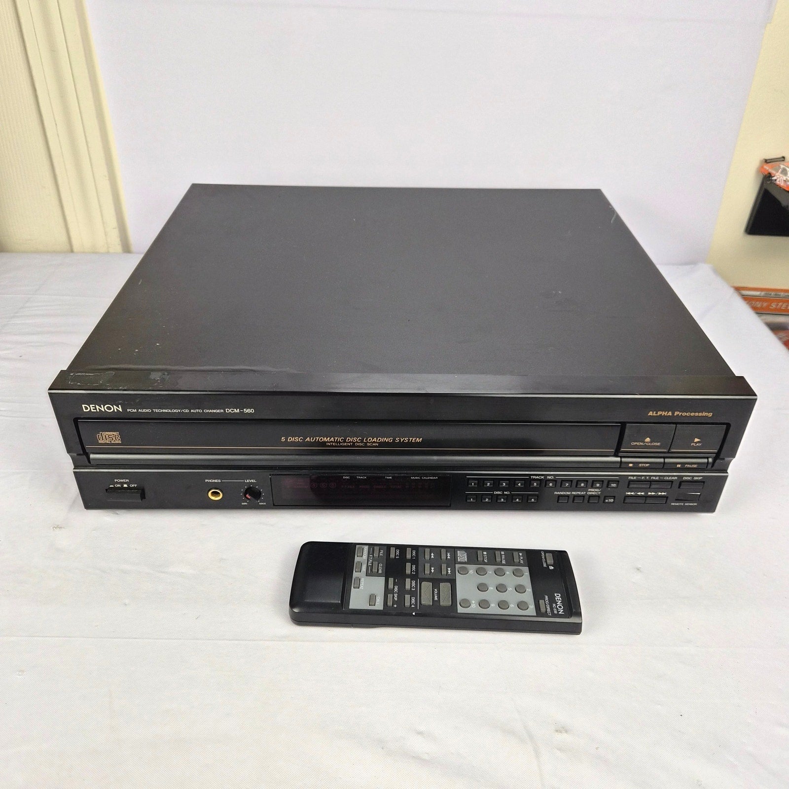 Denon DCM-560 CD Player 5 Disc Carousel Tested Serviced With Remote 1994