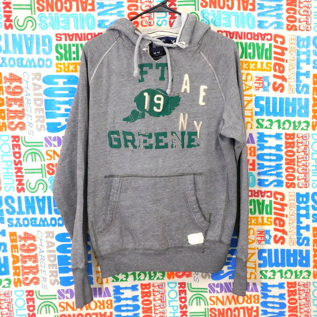 Y2K American Eagle Hoodie Size M Gray Green Pullover