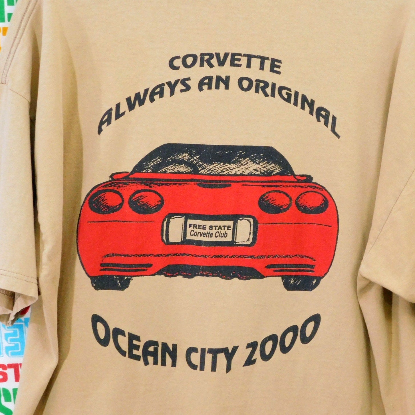 Vintage Corvette T Shirt Size XL Ocean City Free State Club Double Sided 2000
