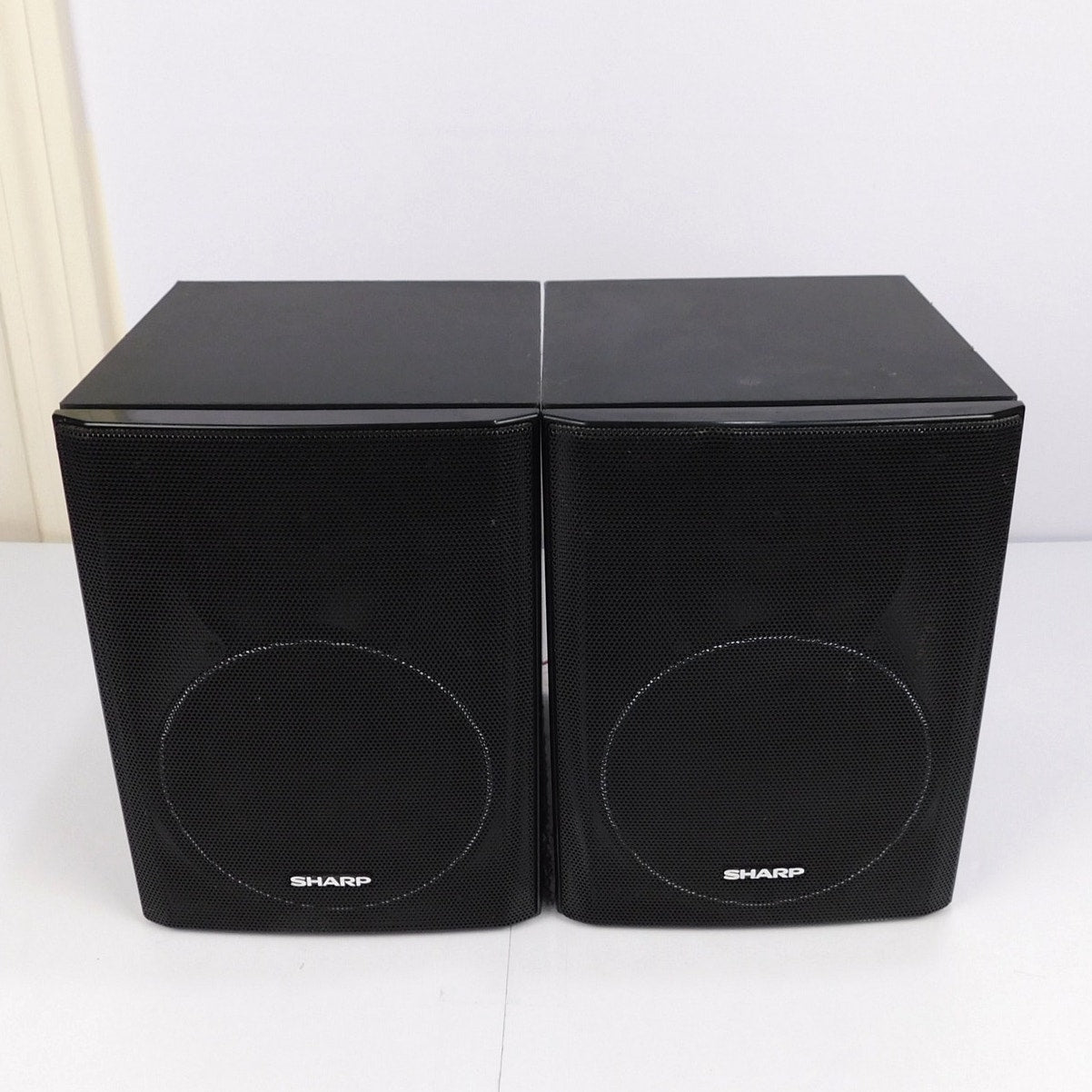 Sharp CP-DH259N Bookshelf Speakers Tested Working Black 80W 4Ω Removable Grilles