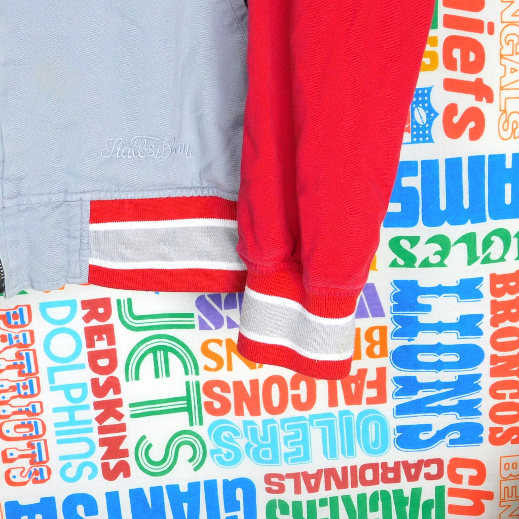 Stall & Dean Cornell University Jacket Full Zip Size L Big Red Gray Patches Soft