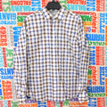 Bugatchi Button Down Shirt Size L Shaped Fit Plaid Cuff Print Long Sleeve