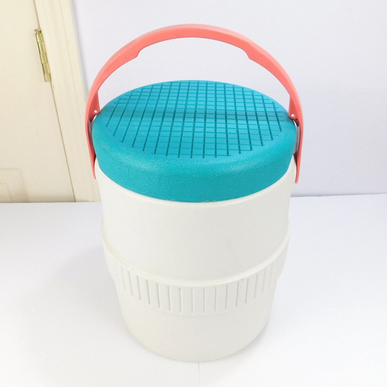Vintage 1989 Igloo Barrel of Fun 2 Gallon Water Cooler Teal Pink Retro