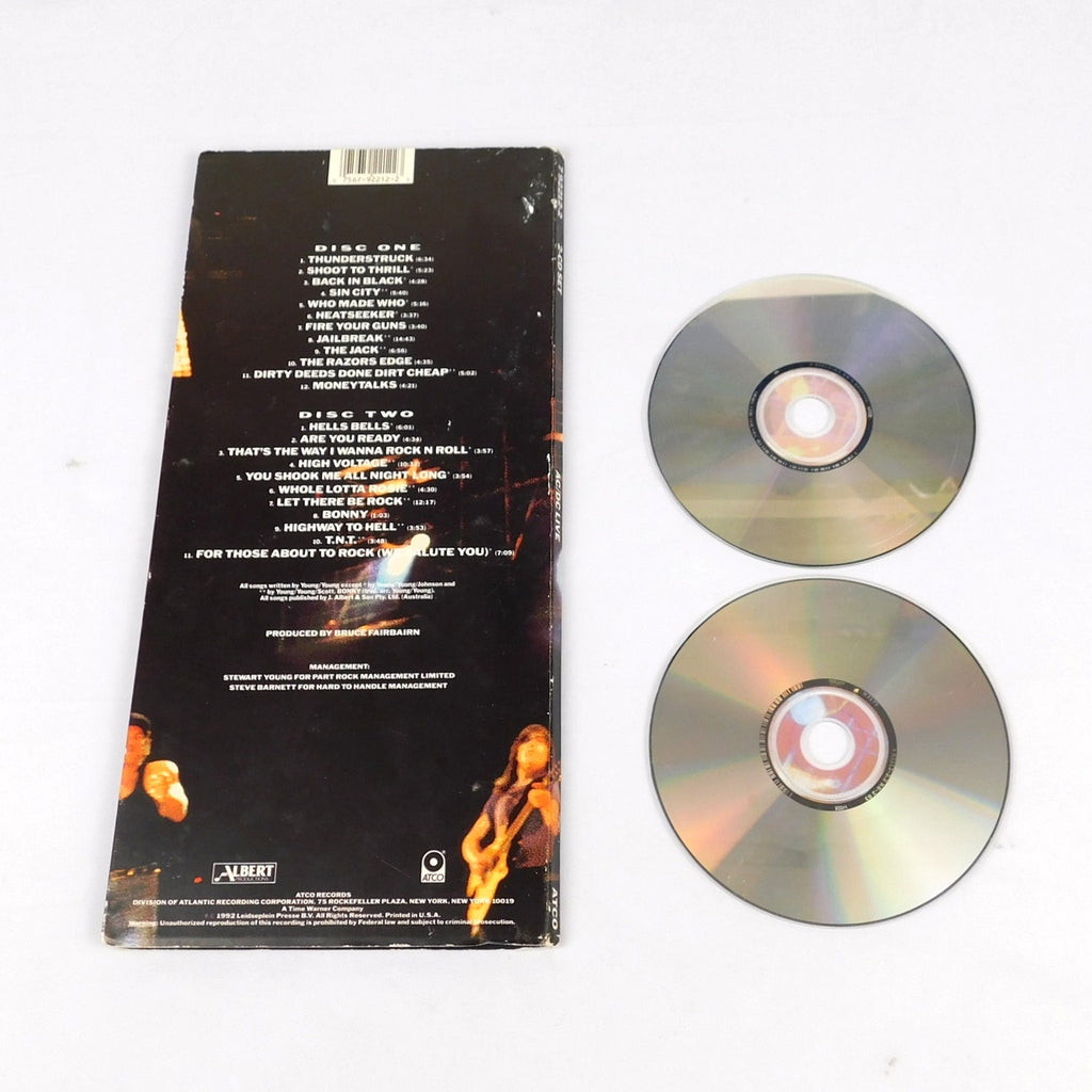 AC DC Live 2 Disc CD Set Long Box Tested w/ Poster 1992 Atco 7 92212-2