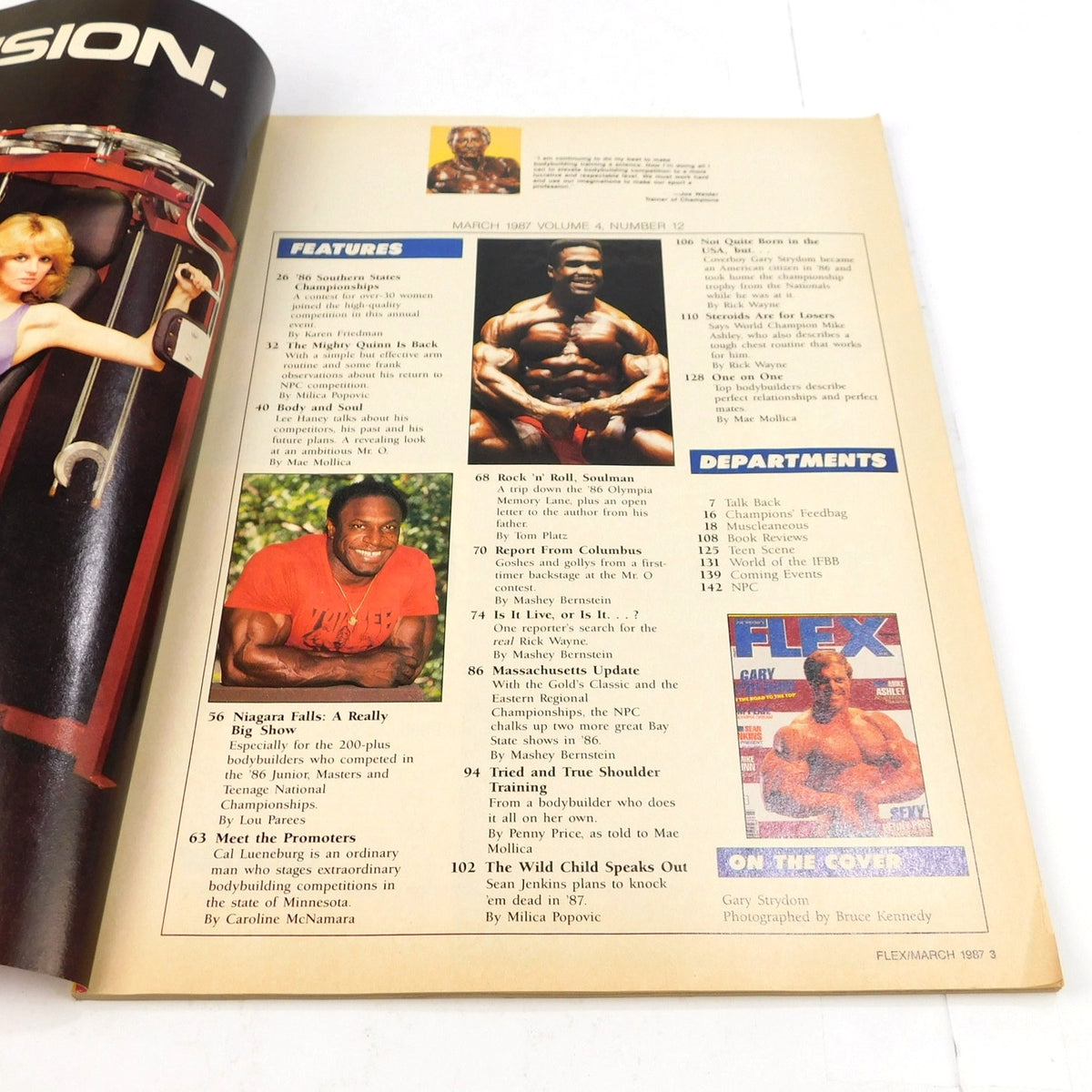 FLEX Magazine March 1987 Gary Strydom Lee Haney Tom Platz Bodybuilding