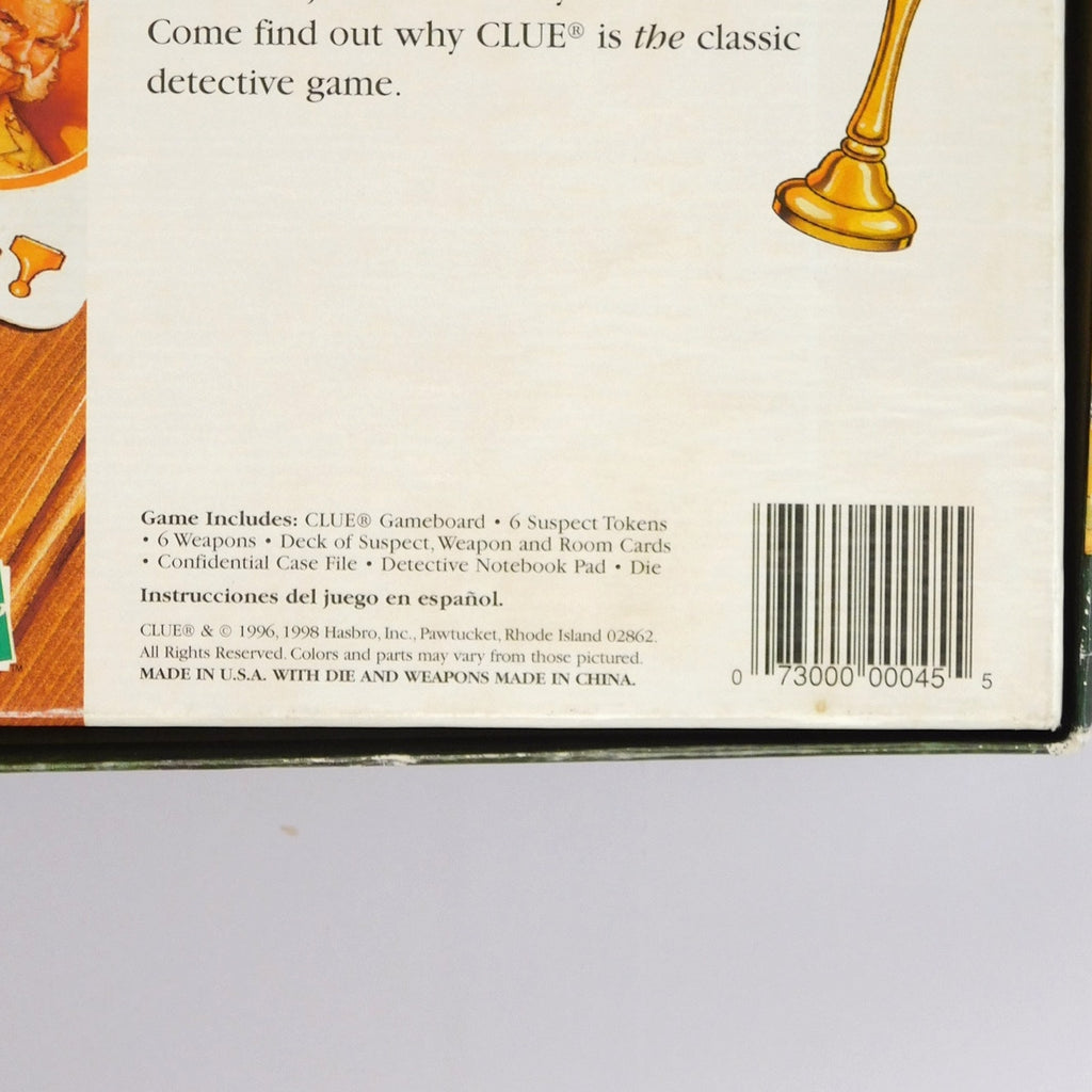 1998 Parker Brothers Clue Classic Detective Board Game Complete CIB