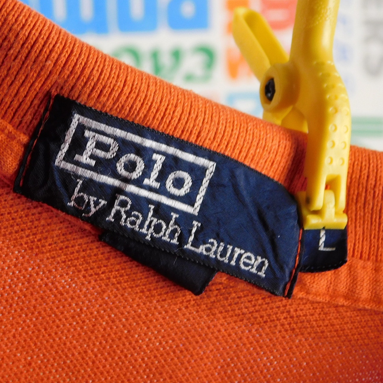 Polo By Ralph Lauren Polo Shirt Size L Orange Blue Pony Vintage 90s