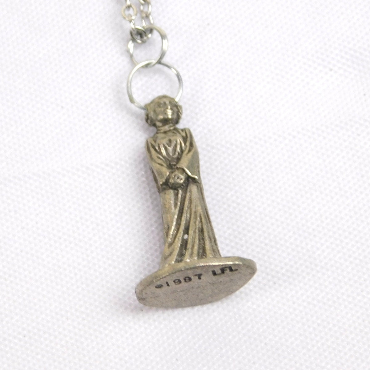 Vintage Princess Leia Necklace Star Wars Monopoly Game Piece Sterling Silver 1997