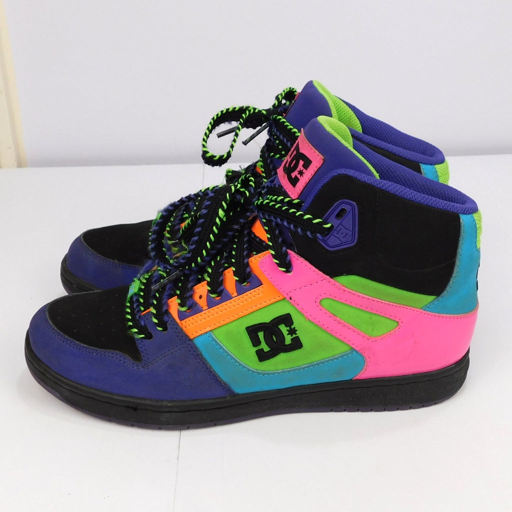 DC Rebound Hi High Top Skate Shoes Women's Size 10 Neon Pink Green 302164
