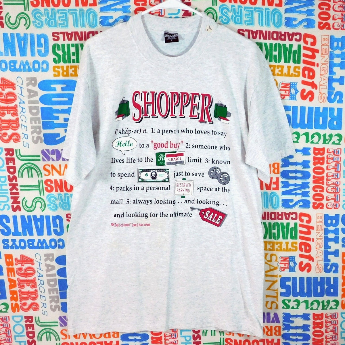 Vintage 90s Shopper T Shirt Size L Definitions Hugger Tag Gray Unworn