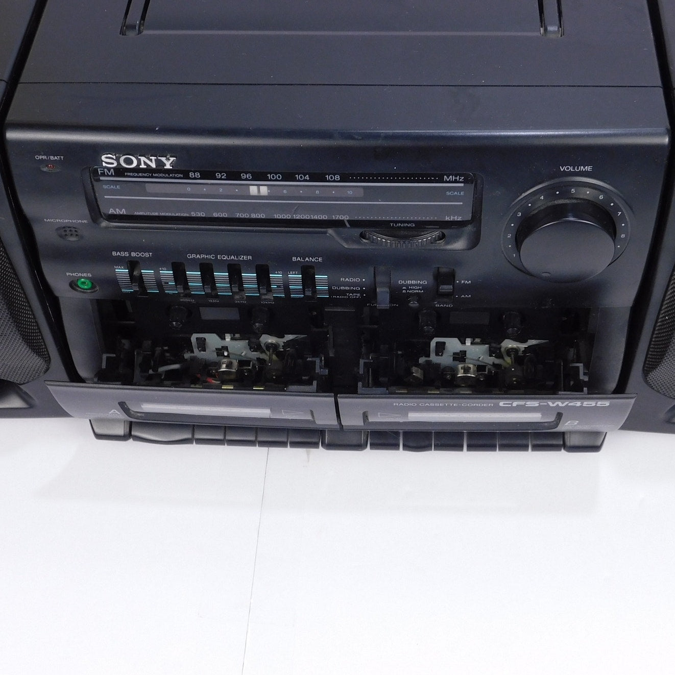 Sony CFS-W455 Dual Cassette Portable Stereo Boombox Radio Fully Tested 1994