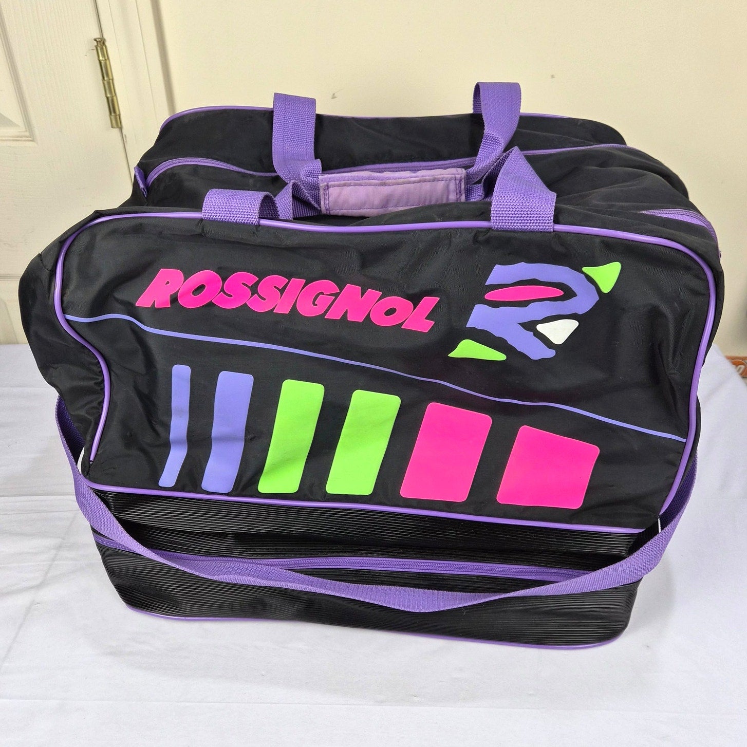Vintage Rossignol Neon Ski Duffle Bag 80s 90s Retro Apres Ski Gym Travel Bag