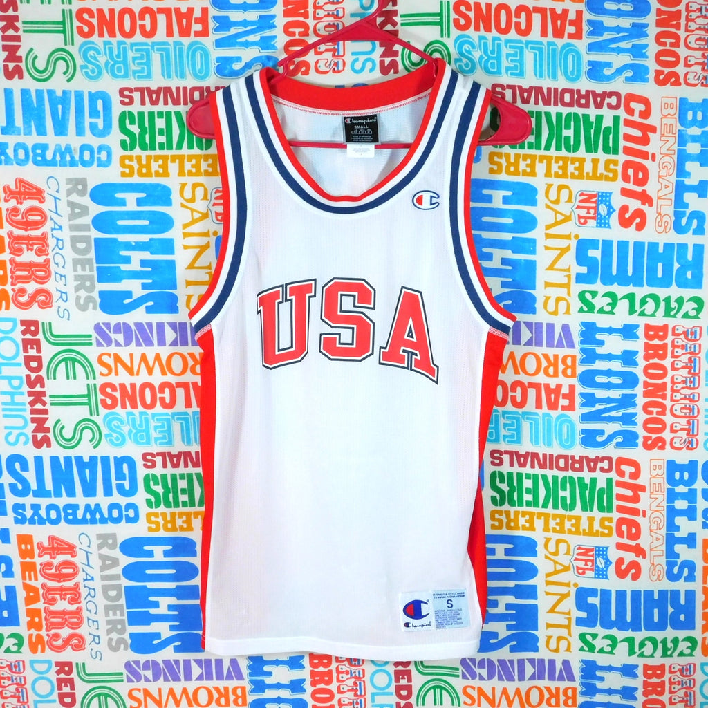 Champion USA Basketball Jersey Size S Mesh White Red Blue United States