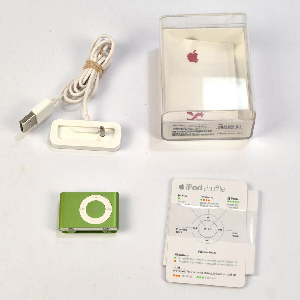 Apple iPod Shuffle 2nd Gen A1204 Green 1GB OEM Dock Manual Box Tested
