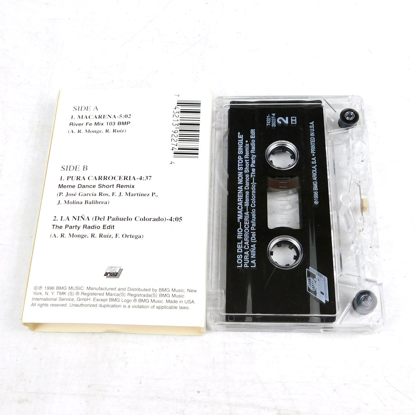Macarena Cassette Single Los Del Rio Non Stop 1996 Tested BMG 74321-39227-4