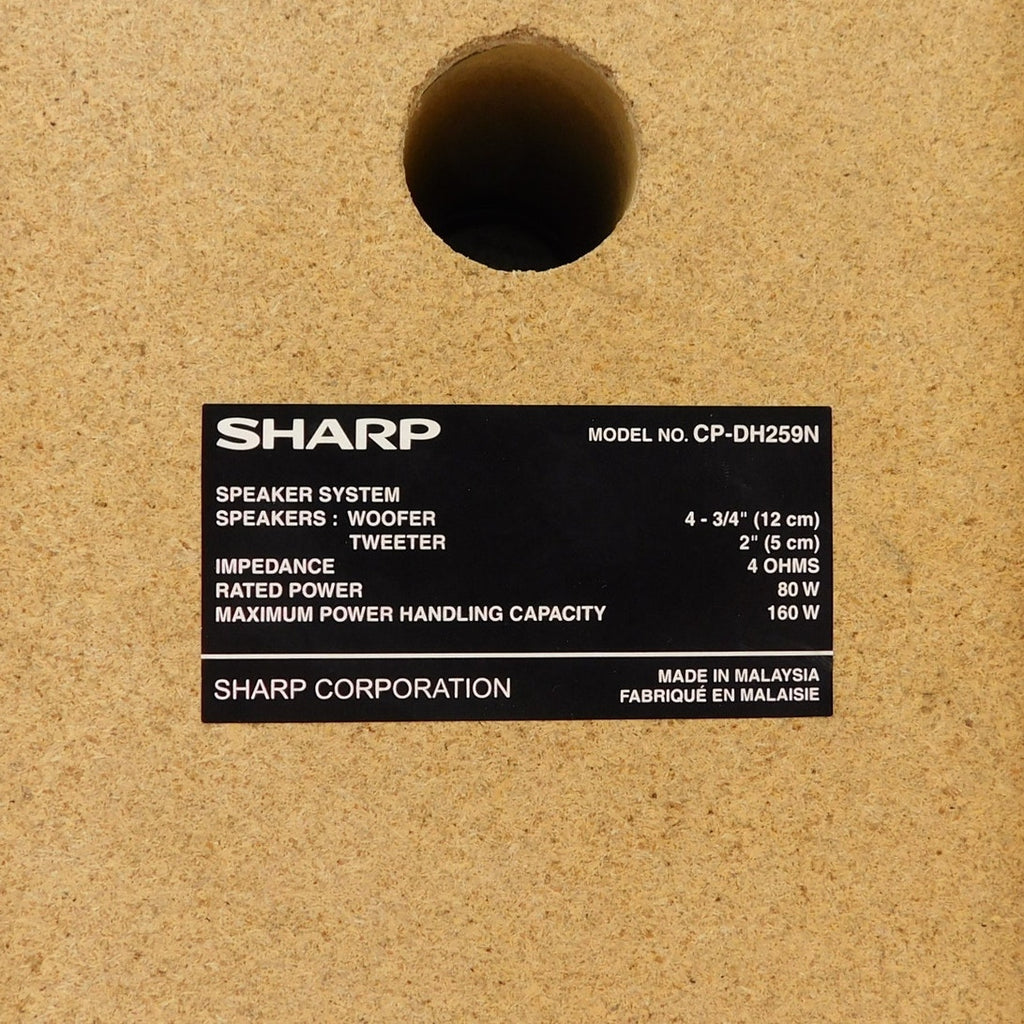 Sharp CP-DH259N Bookshelf Speakers Tested Working Black 80W 4Ω Removable Grilles