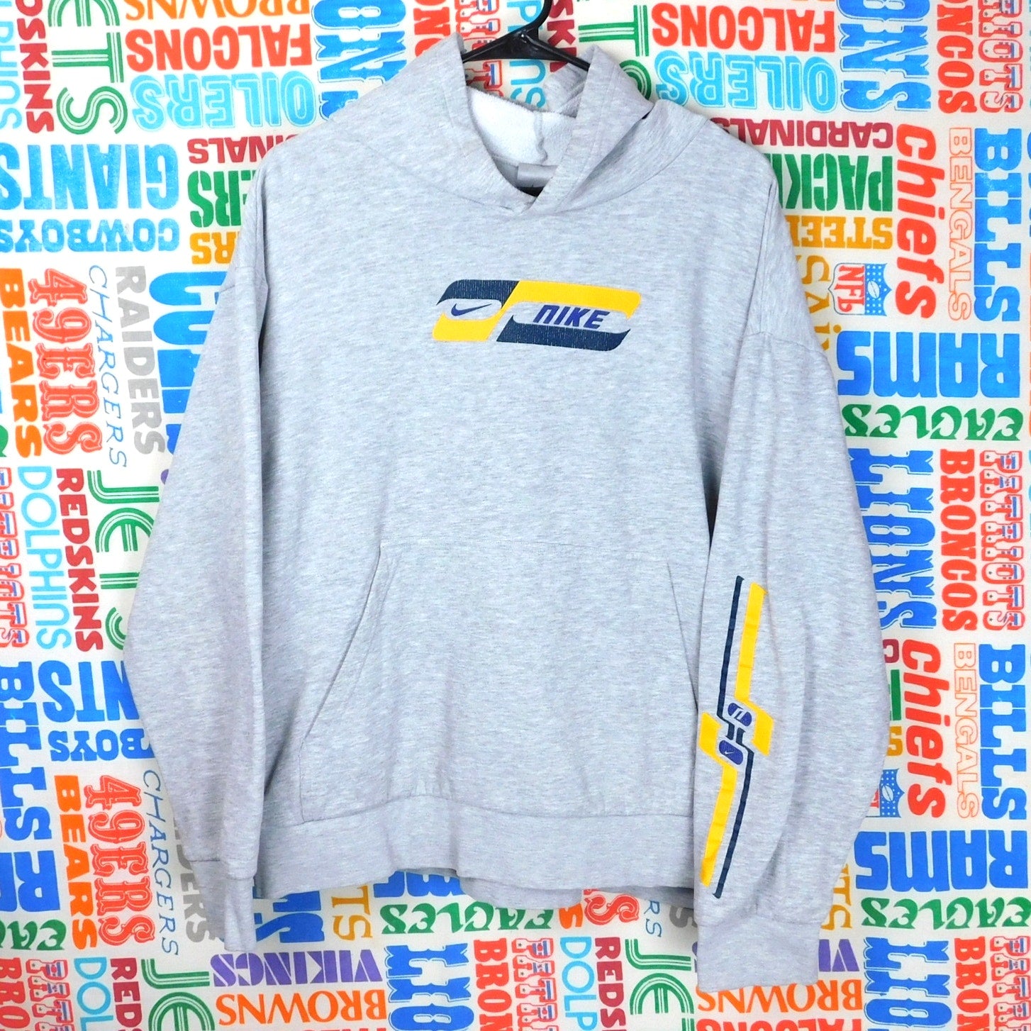 Y2K Nike Silver Tag Slanted Box Logo Hoodie - Size XL