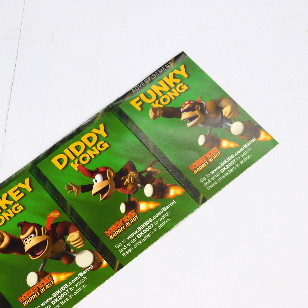 Donkey Kong Barrel Blast Uncut Card Sheet SI Kids Dixie Diddy Funky Set of 4