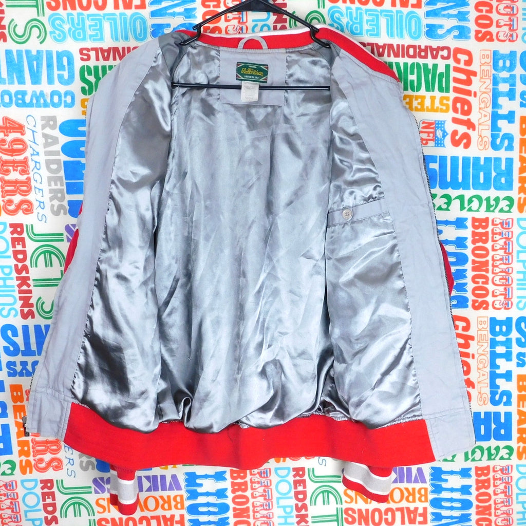Stall & Dean Cornell University Jacket Full Zip Size L Big Red Gray Patches Soft