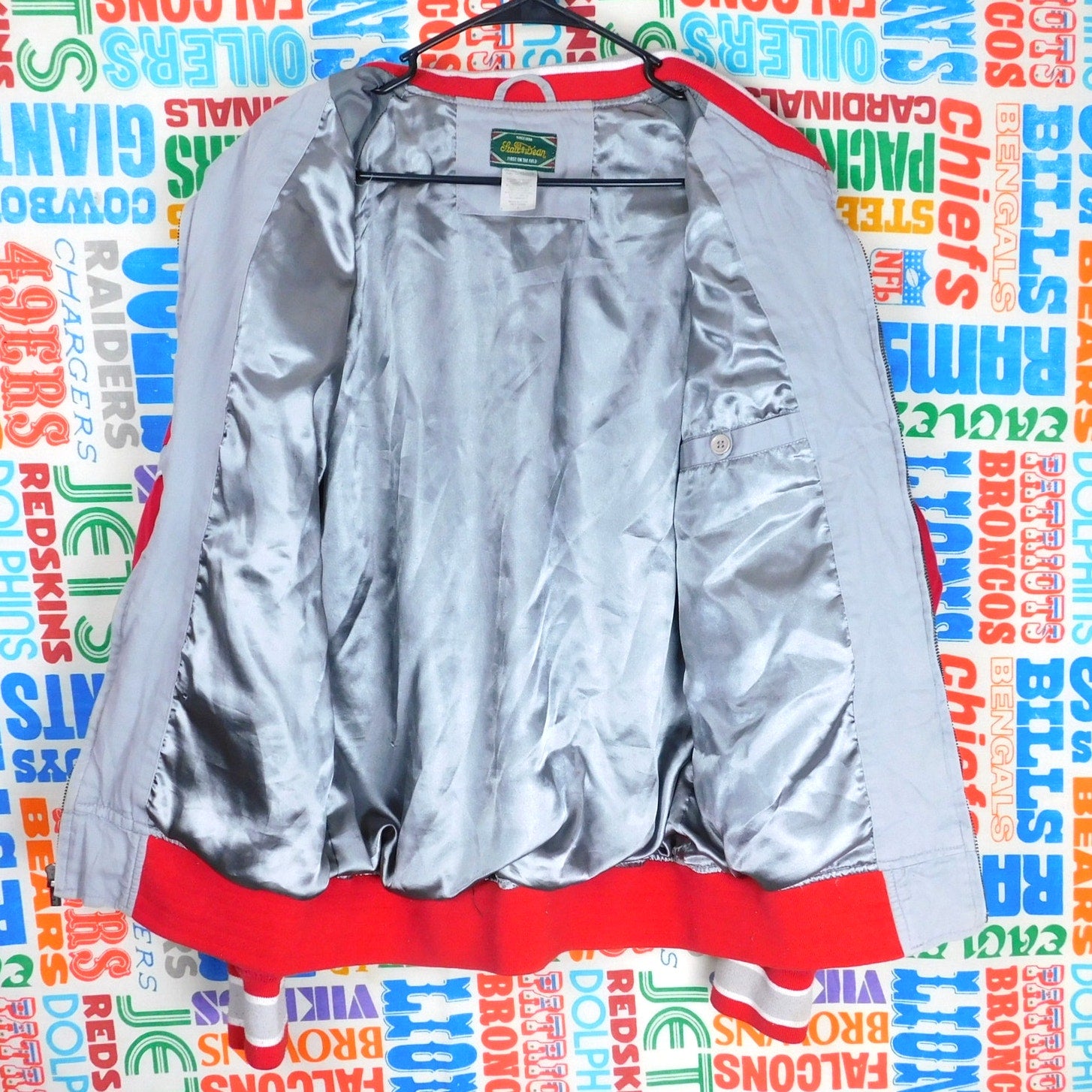 Stall & Dean Cornell University Jacket Full Zip Size L Big Red Gray Patches Soft
