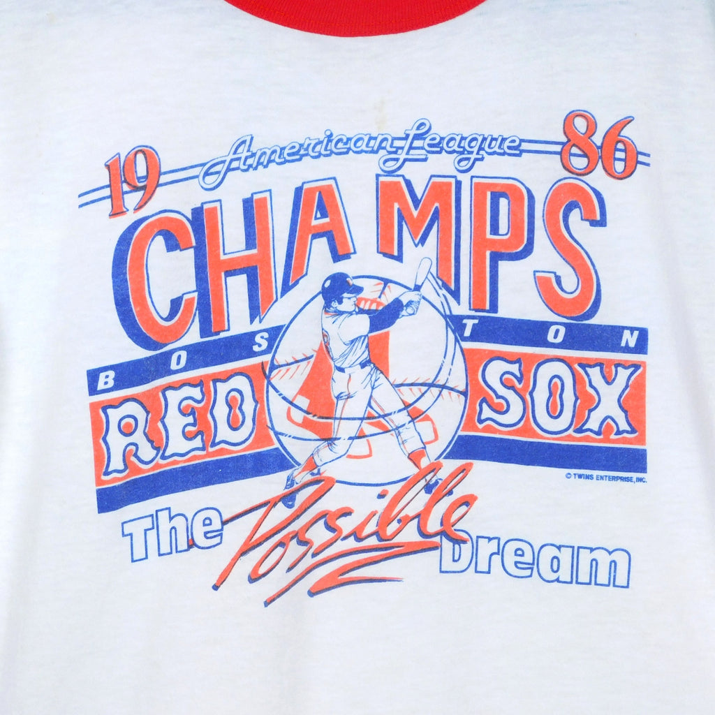 Boston Red Sox 1986 American League Champs Ringer Tee - Size L