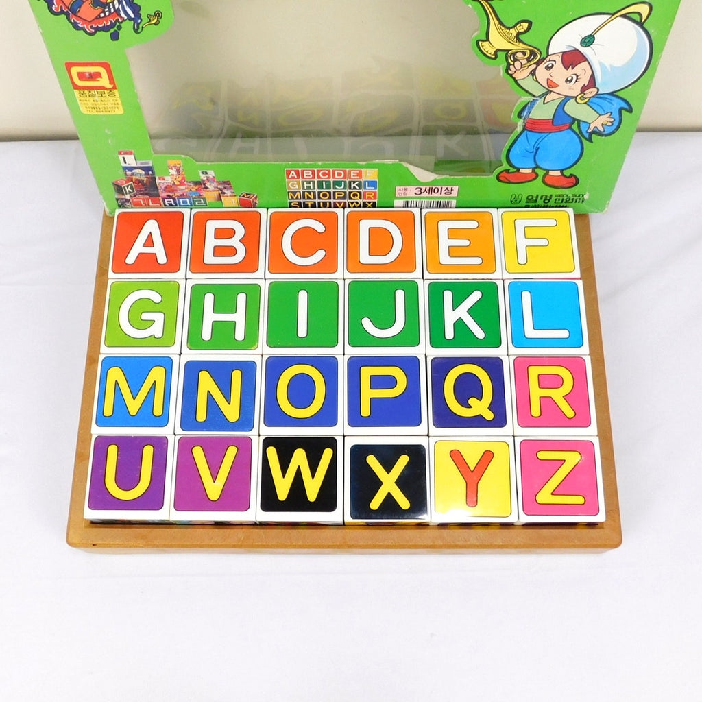 Vintage Korean Alphabet Block Learning Set Educational Toy ABC Cubes 1997