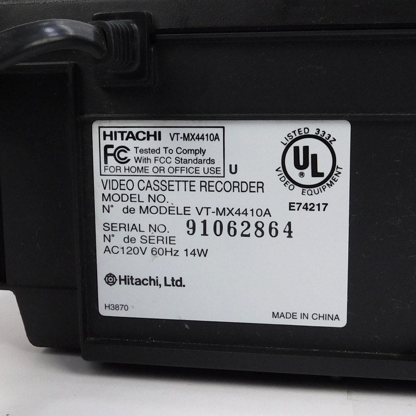 Hitachi VT-MX4410A VCR VHS Player Tested Working 4 Head No Remote