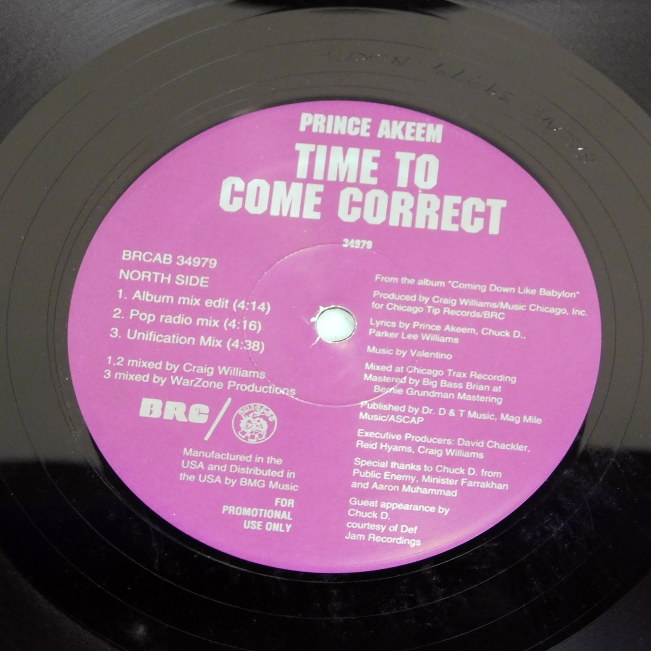 Prince Akeem Time To Come Correct Promo Vinyl LP 12" Chuck D BRCAB 34379