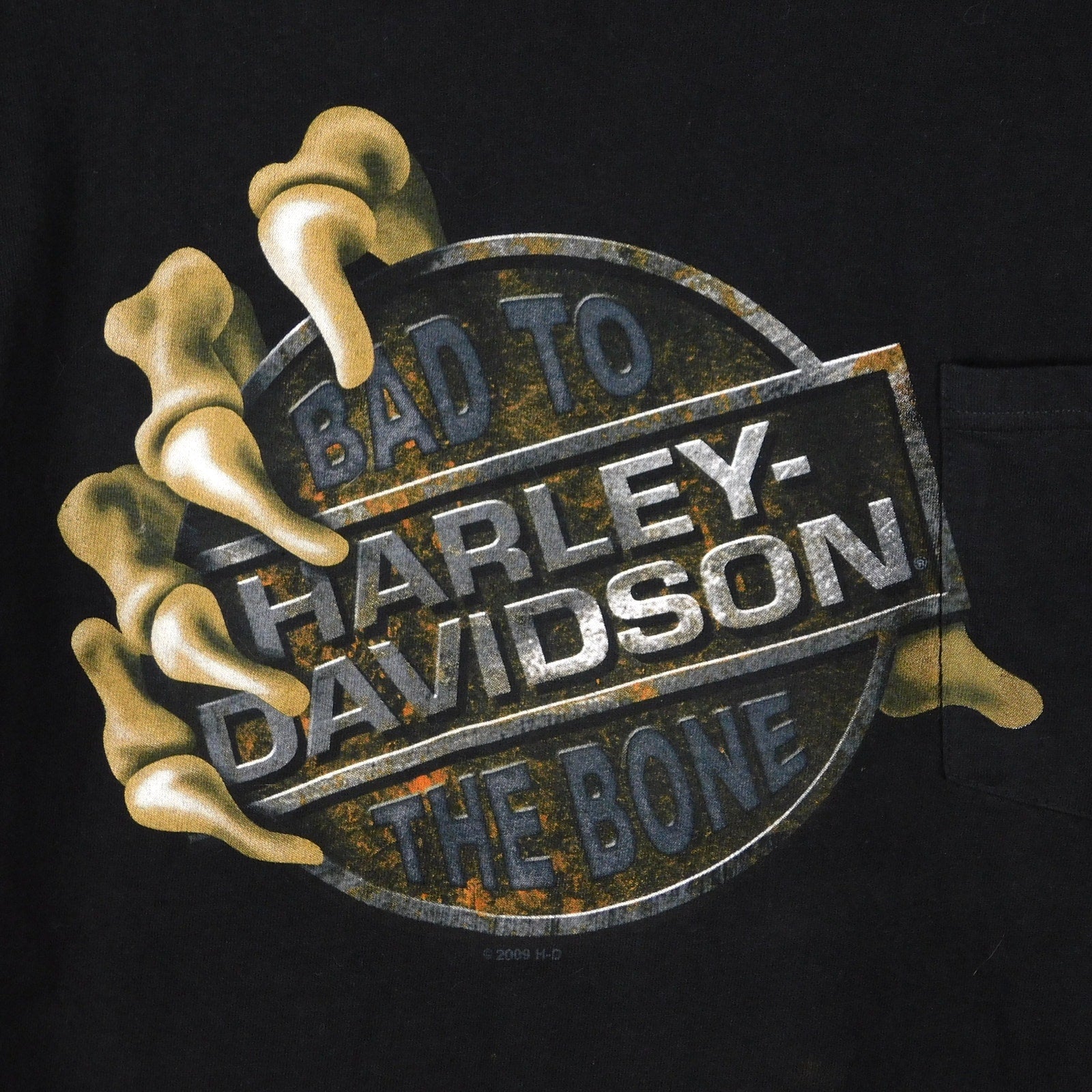 Harley Davidson Bad To The Bone Warr's London Pocket Tee - Size M