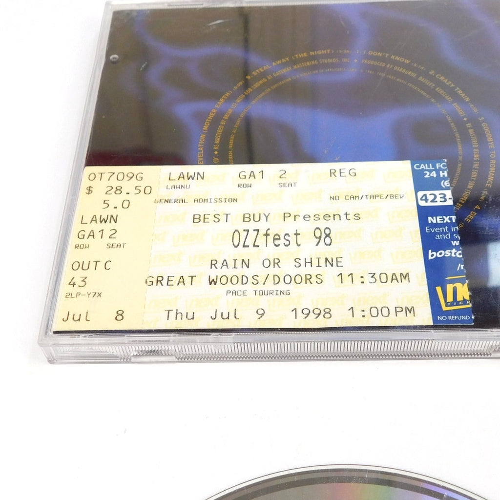 Ozzy Osbourne Blizzard of Ozz CD 1995 Remaster + Ozzfest 98 Ticket Stub Tested