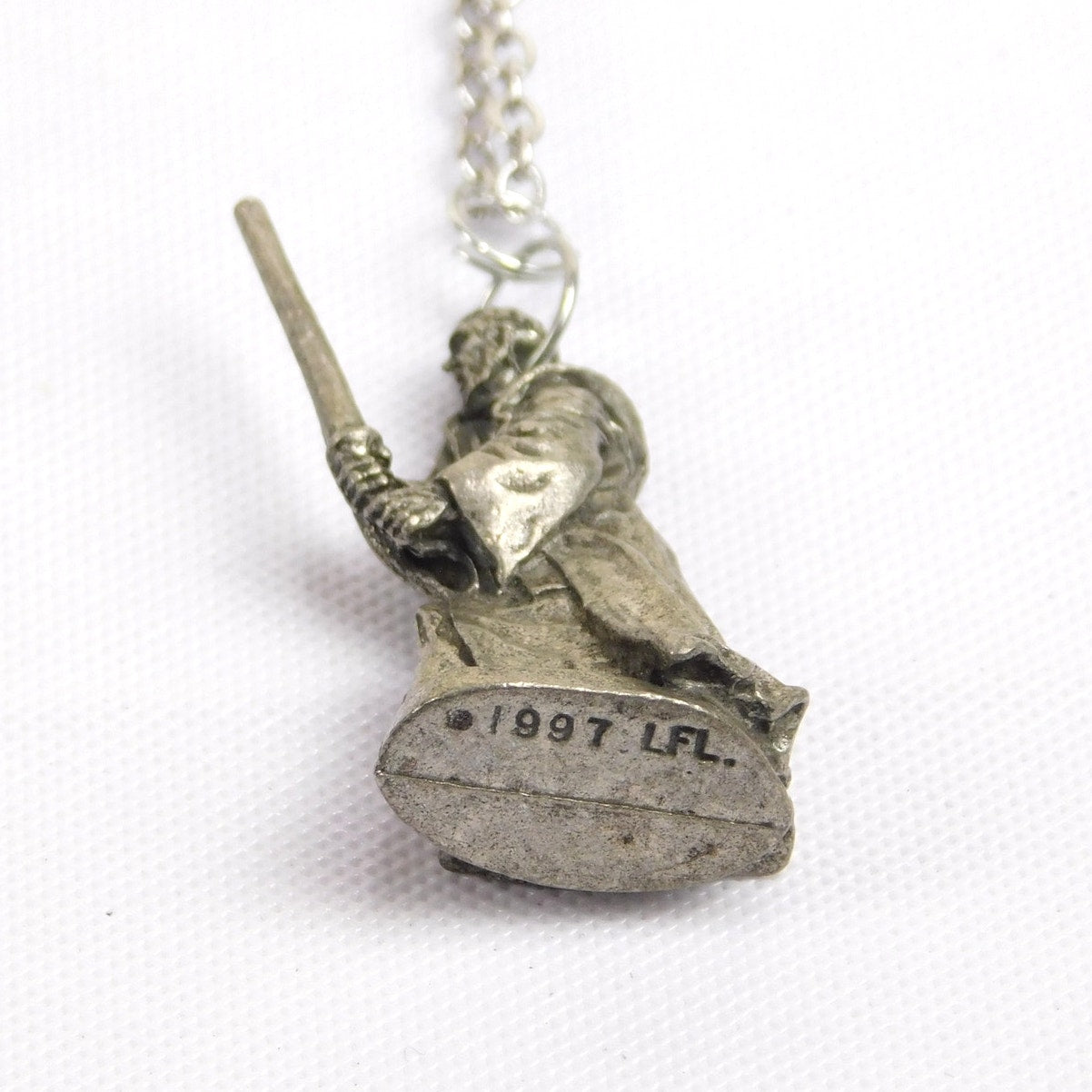 Vintage Obi Wan Ben Kenobi Necklace Star Wars Monopoly Game Piece Sterling Silver 1997