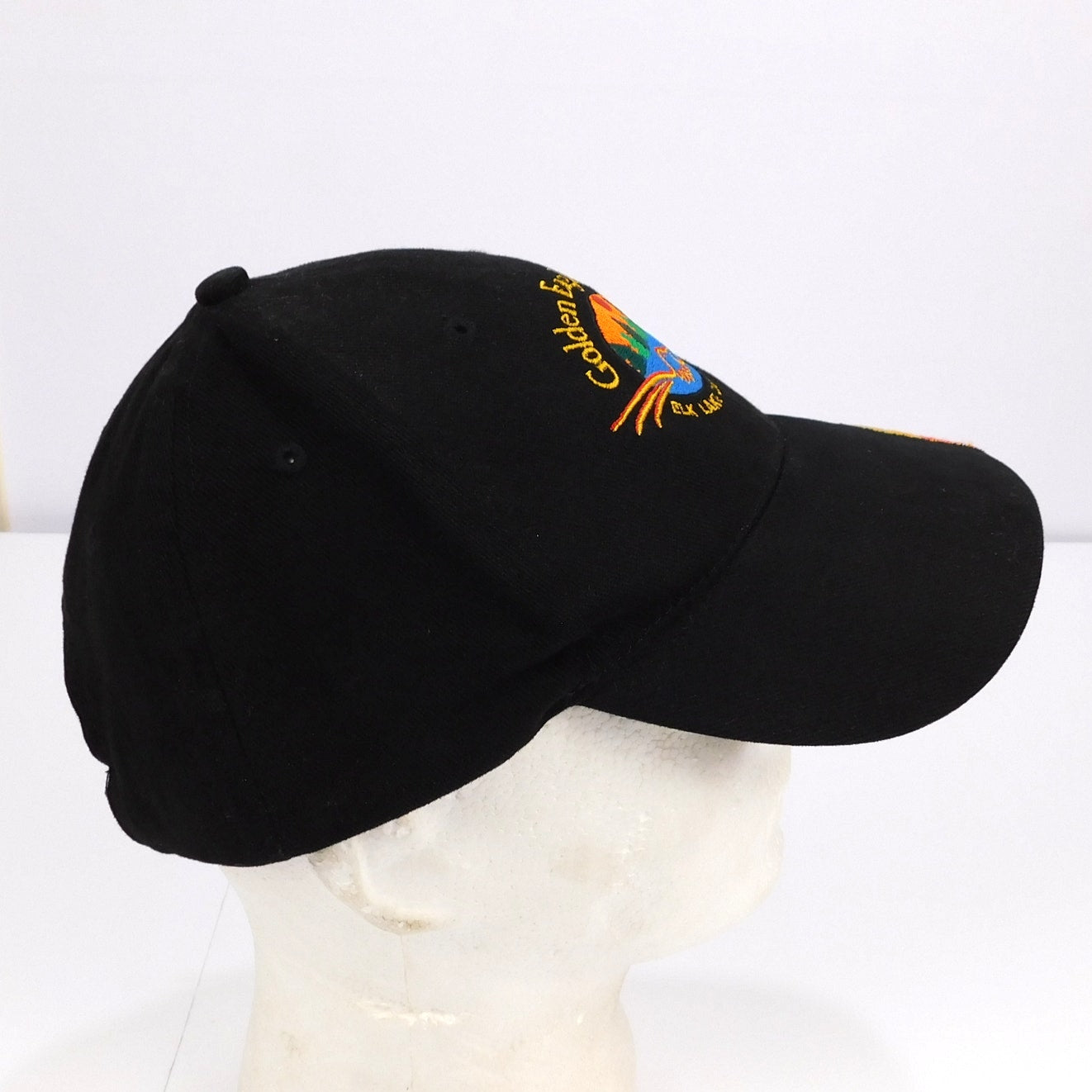 Golden Eagle Camp Elk Lake Canada Flame Embroidered Biker Hat - Adjustable
