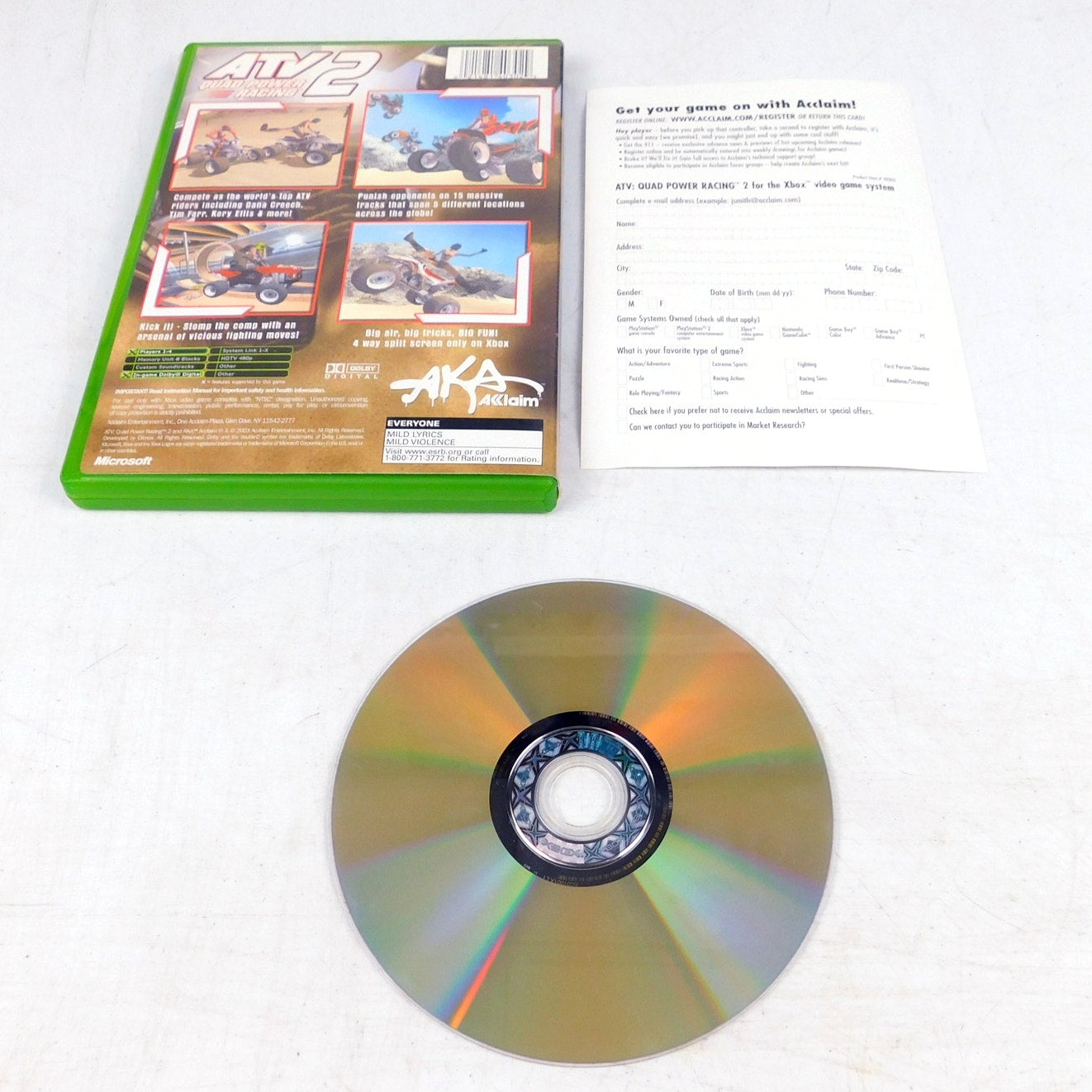 ATV Quad Power Racing 2 Microsoft Xbox Tested Working Reg Card No Manual