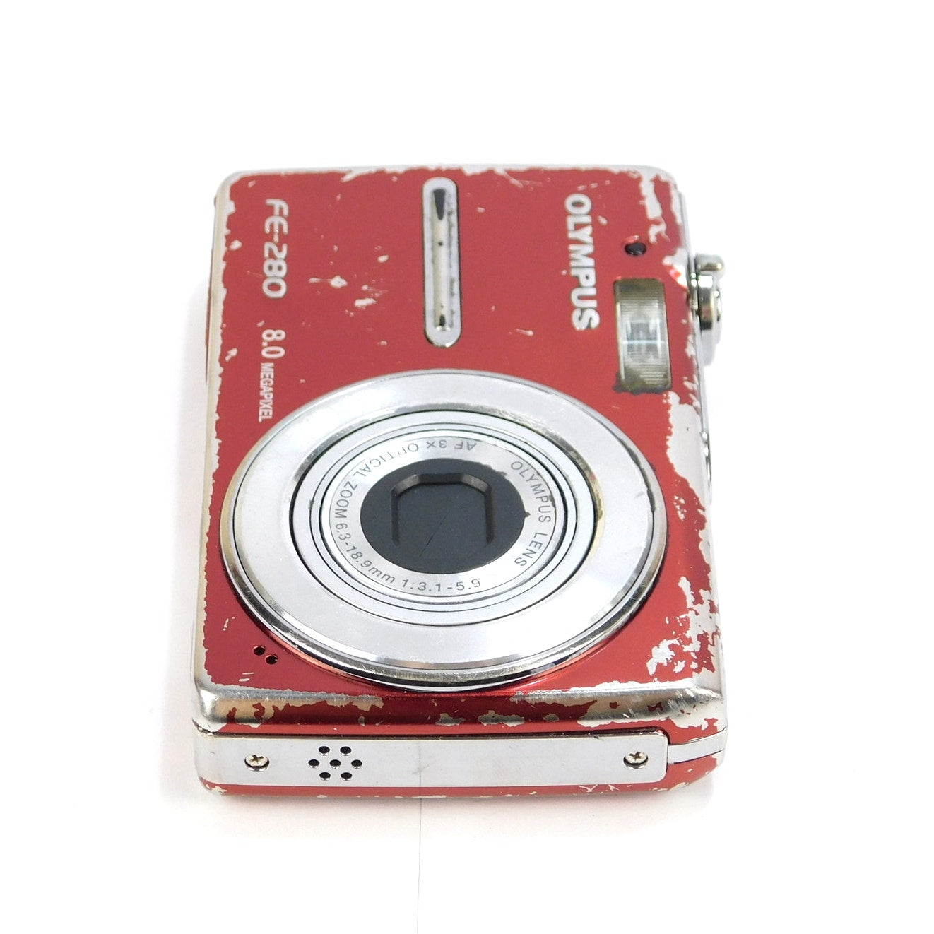 Olympus FE-280 Red 8MP CCD Digital Camera 1GB xD 2 Batteries Charger Tested