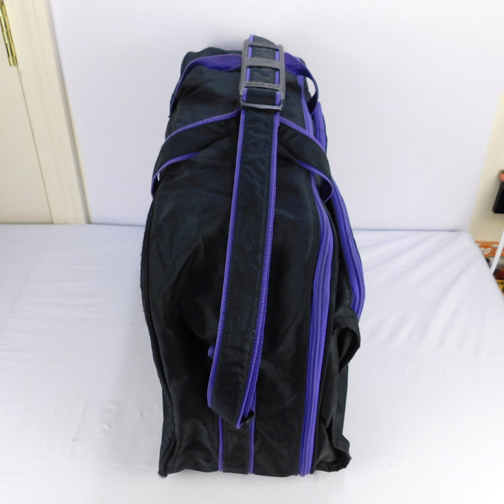 Vintage Members Only Duffel Bag Black Purple Nylon Travel Gym Weekend Bag