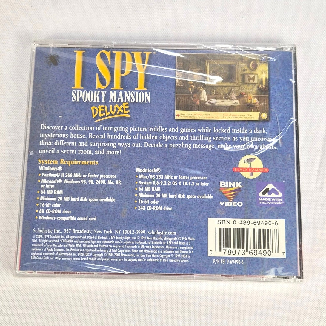 I Spy Spooky Mansion Deluxe PC CD ROM Game New Sealed 2004 Scholastic Win Mac
