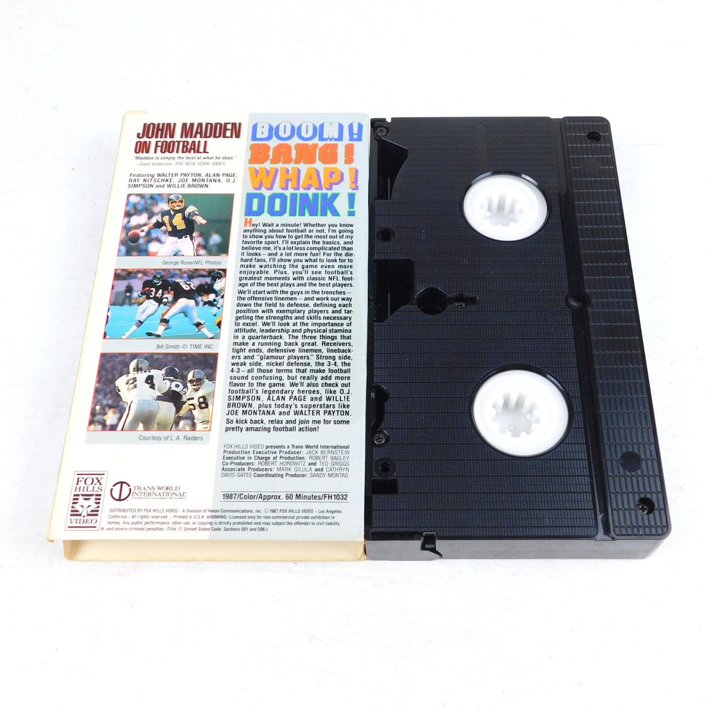 John Madden On Football VHS Tested Working 1988 Boom Bang Whap Doink