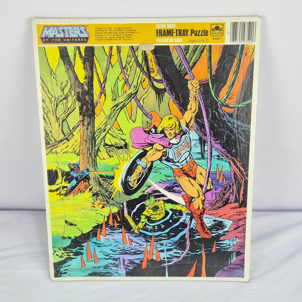 Vintage 1984 Masters of the Universe He-Man Golden Frame Tray Puzzle MOTU 4558-1