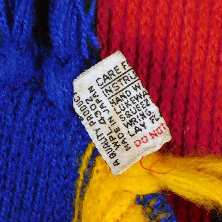 70s/80s Japanese Multicolor Acrylic Scarf - 58" x 7"